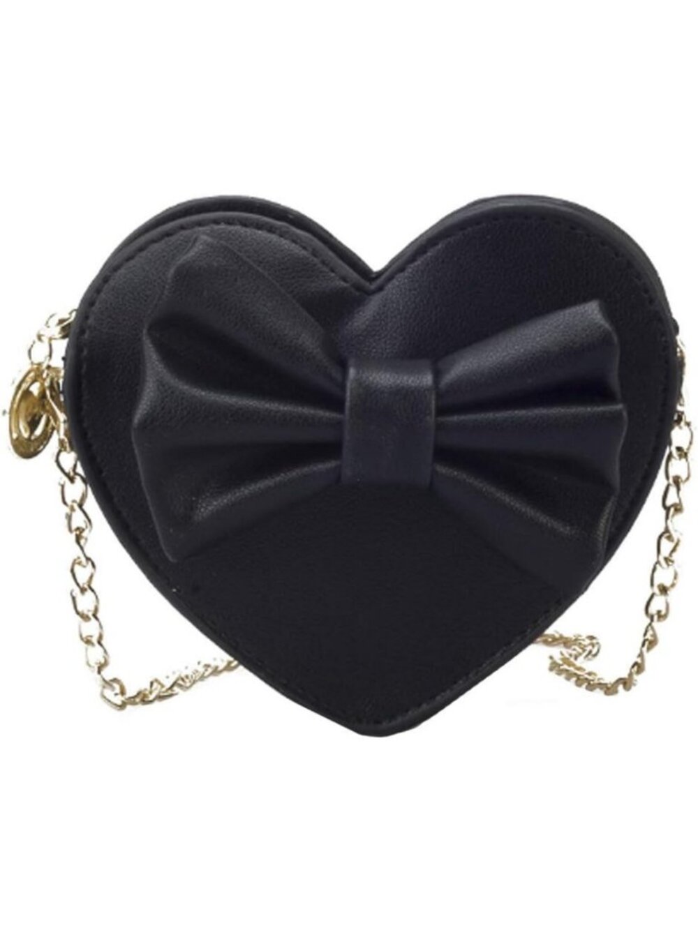 Cute Heart-Shaped Mini Coin Purse with Bowknot - Crossbody Handbag Wallet for